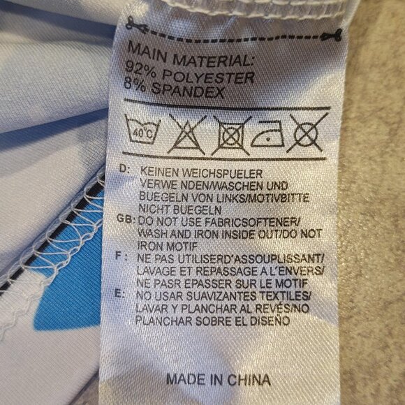 ShankitGolf Polo Shirt Mens Medium Blue White Abstract Pattern Golf Stretch Top - Picture 6 of 9